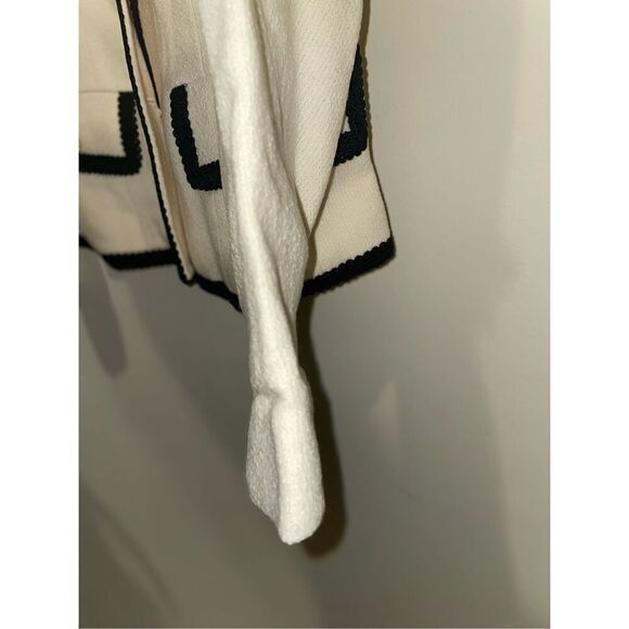 Vintage Barrie pace preppy off white cream wool tweed blazer black trim size 8 - Picture 10 of 11